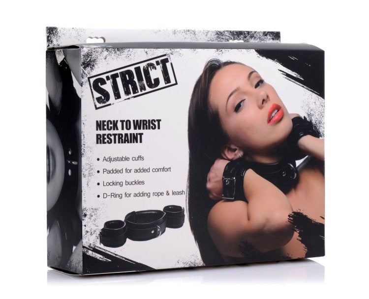 Strict Neck To Wrist Restraint Black - - Cuffs And Restraints