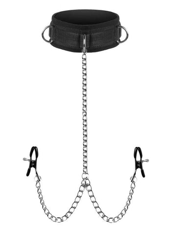 Submission Collar And Nipple Clamp Union by XR Brands - Breast and Nipple Toys