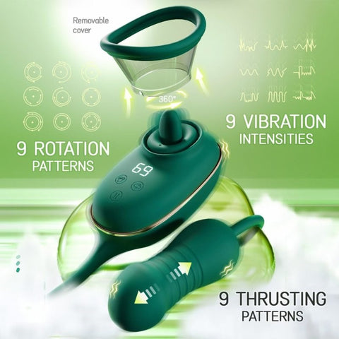 Sucking vibrator with vibrating licking tongue thrusting - Finger and Tongue Vibrators