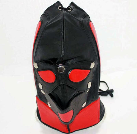Superhero Leather BDSM Hood by Hell's Couture - Bondage Hoods
