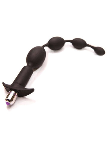 Black Vibrating Progressive Anal Beads by Tantus - Anal Beads and Balls