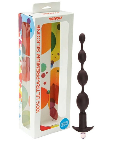 Black Vibrating Progressive Anal Beads by Tantus - Anal Beads and Balls