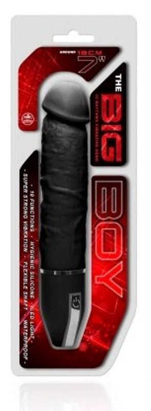 The Big Boy 7 Black Silicone Vibrator with 10 Rhythms - - Realistic Dildos