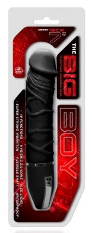 The Big Boy Silicone Vibrator with 10 Rhythms 7 Black - - Realistic Dildos