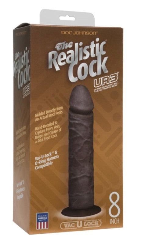 The Realistic Cock UR3 8 in. Black - - Realistic Dildos