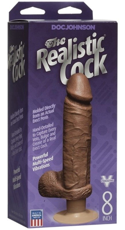 The Realistic Cock Vibrating 8 Inch Brown - - Realistic Dildos