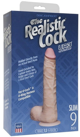 The Realistic Slim Cock With Balls UR3 Flesh 9 Inch - Realistic Dildos
