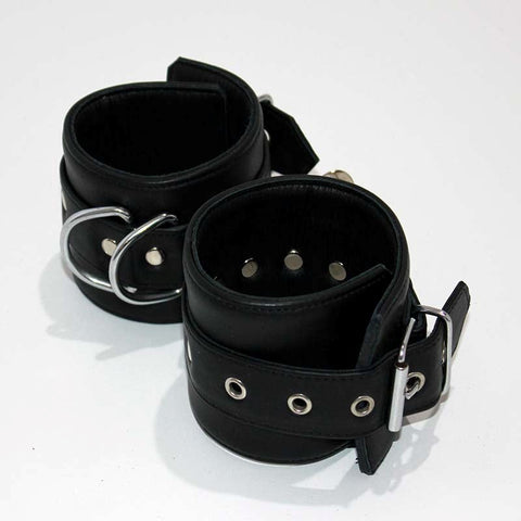 Triple D Ring Bondage Cuffs & Connector by Hell's Couture - Cuffs and Restraints