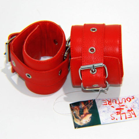 Triple D Ring Bondage Cuffs & Connector by Hell's Couture - Cuffs and Restraints