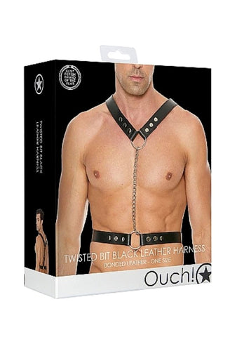 Twisted Bit Black Leather Harness Bondage Restraints - Cuffs and Restraints