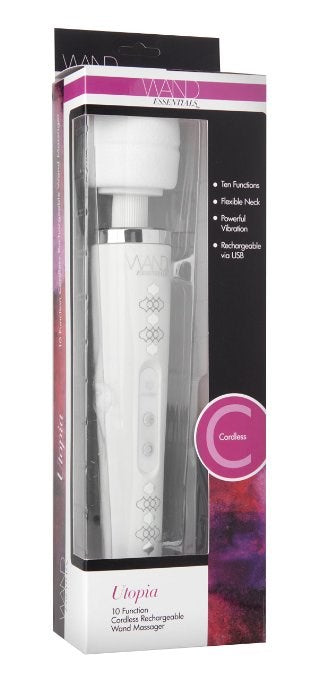 Utopia 10 Function Cordless Rechargeable Wand Massager - - Personal Massagers