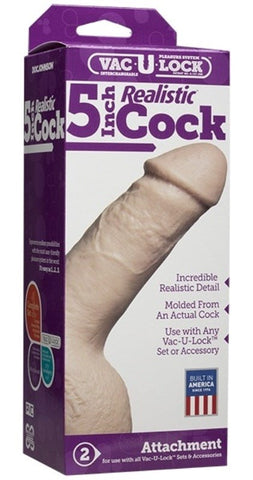 Vac U Lock 5 In Realistic Cock White by Doc Johnson - Realistic Dildos