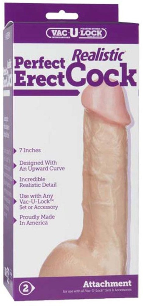 Vac-U-Lock 7 inch Realistic Perfect Erect Cock - - Realistic Dildos