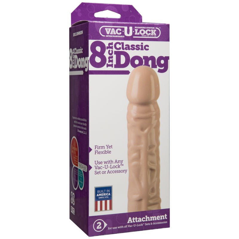 Vac-U-Lock 8 inch Classic Dong Vanilla - - Realistic Dildos