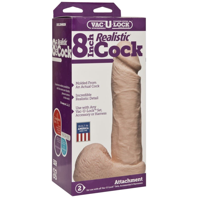 Vac-U-Lock 8 Realistic Cock Vanilla - - Realistic Dildos