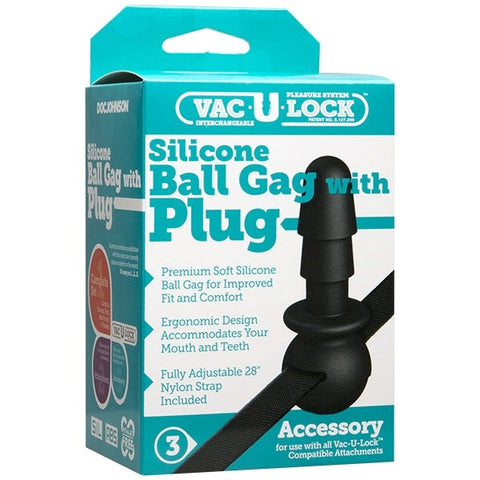 Vac-U-Lock Black Ball Gag by Doc Johnson - Strap On Sextoys
