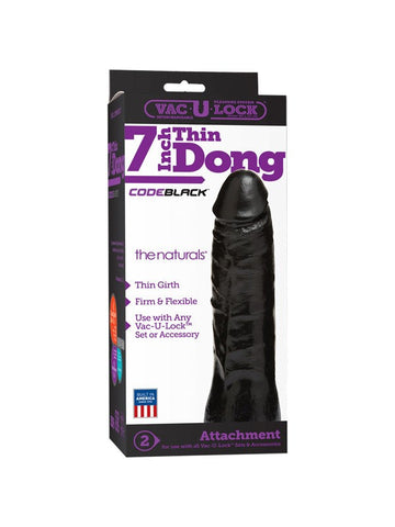 Vac-U-Lock Code Black 7" Thin Dong by Doc Johnson - Strap On Sextoys