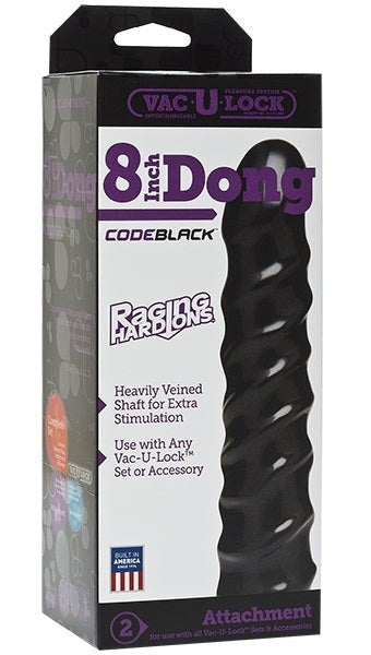 Vac-U-Lock Code Black 8 inch Raging Hard-Ons Dong - - Strap On Sextoys