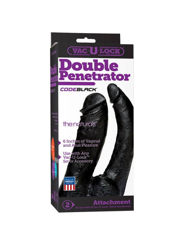 Vac-U-Lock Code Black Double Penetrator The Naturals - - Strap On Sextoys