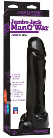 Vac-U-Lock Code Black Jumbo Jack Man O War by Doc Johnson - Realistic Dildos