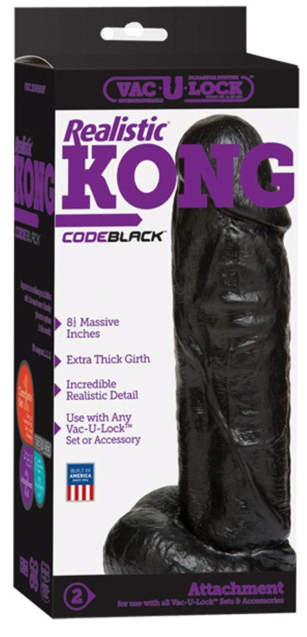 Vac-U-Lock Code Black Realistic Kong - - Realistic Dildos