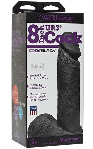 Vac-U-Lock Code Black UR3 8 inch Realistic Cock - - Strap On Sextoys