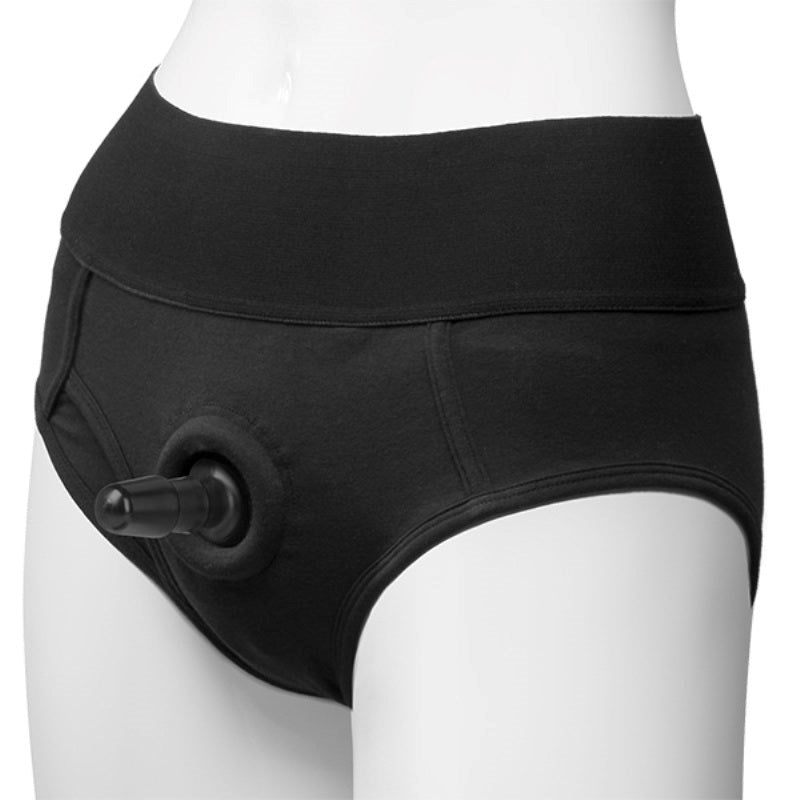 Vac-U-Lock Panty Harness Plug Briefs L/XL Black - - Strap On Sextoys