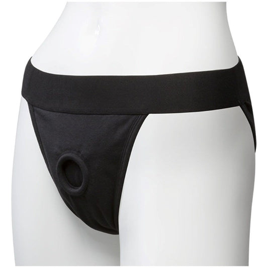 Vac-U-Lock Panty Harness Plug Full Back L/XL Black - - Strap On Sextoys