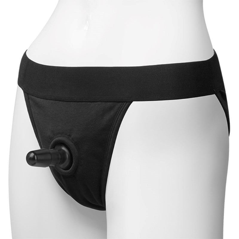 Vac-U-Lock Panty Harness Plug Full Back L/XL Black - - Strap On Sextoys