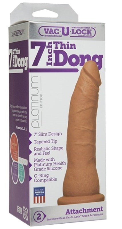 Vac-U-Lock Platinum Edition 7 inch Thin Dong Caramel - - Strap On Sextoys