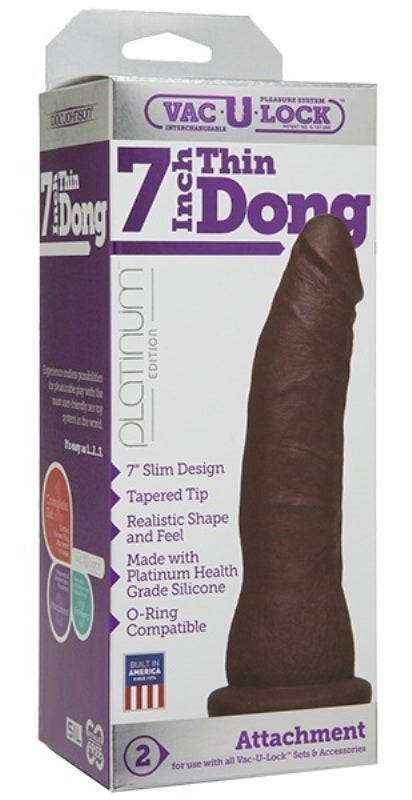 Vac-U-Lock Platinum Edition 7 inch Thin Dong Chocolate - - Strap On Sextoys