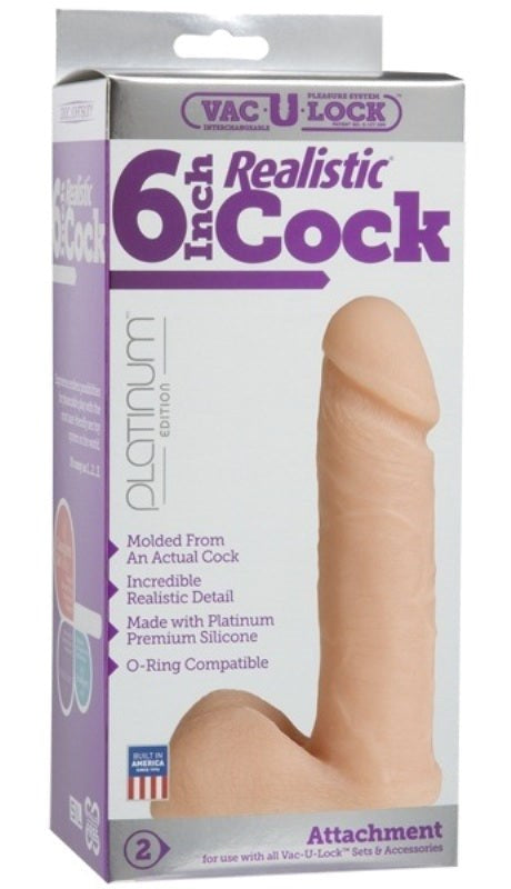 Vac-U-Lock Platinum Edition The Realistic Cock 6 Inch Vanilla - - Strap On Sextoys