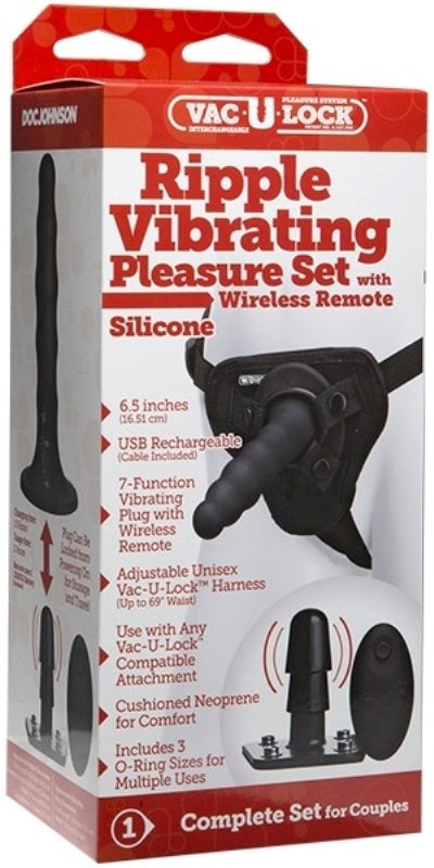 Vac-U-Lock Ripple Vibrating Pleasure Set Silicone - - Strap On Sextoys