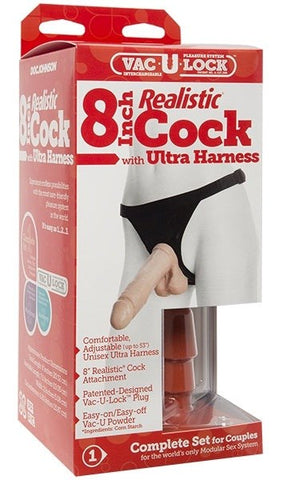 Vac-U-Lock Set 8" Realistic Ultra Harness by Doc Johnson - Realistic Dildos