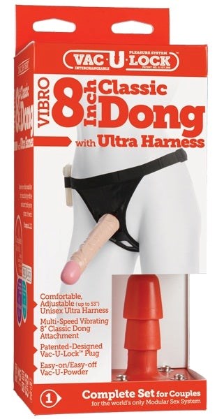 Vac-U-Lock Vibrating Sex Harness with 8 Cock Flesh - - Strap On Sextoys