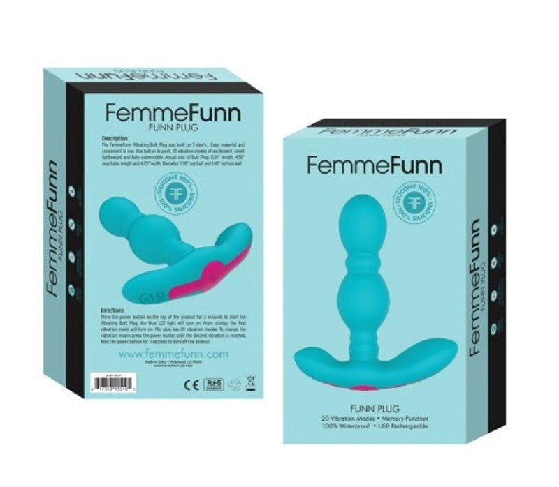 Vibrating Funn Plug Turquoise - - Luxury Sex Toys