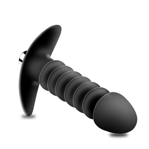 Vibrating Ribbed Waterproof Butt Plug by BDStyle - Anal Beads and Balls