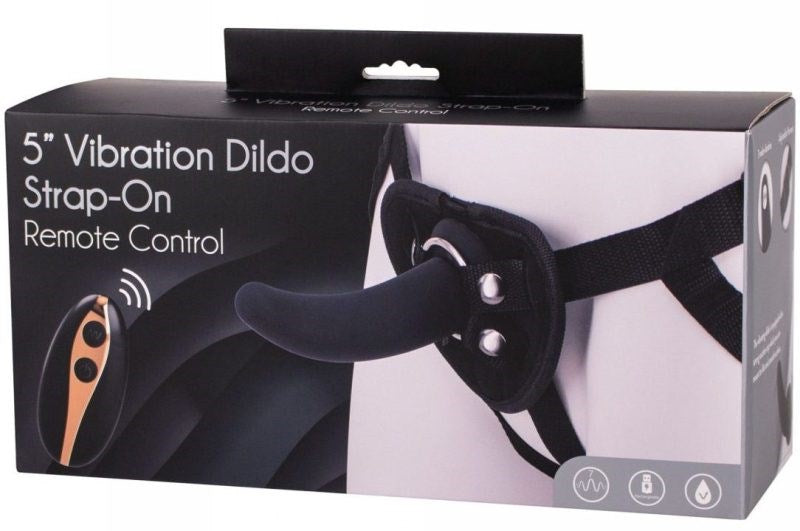 Vibration Dildo Strap-On with Remote Control 5 inch - - Strap On Sextoys