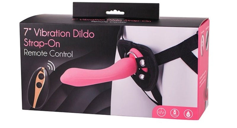 Vibration Dildo Strap-On with Remote Control 7 inch - - Strap On Sextoys