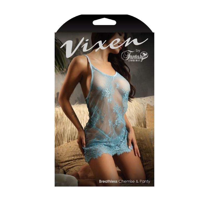 Vixen Breathless Lace Chemise & Panty - 1size - - Babydolls And Chemises