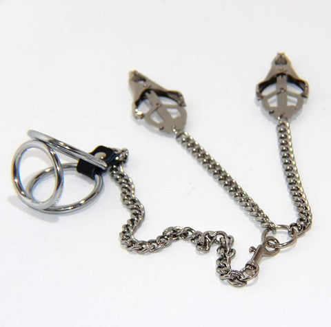 Welled Up Clover Clamps & Cock Ring by BDStyle - Breast and Nipple Toys