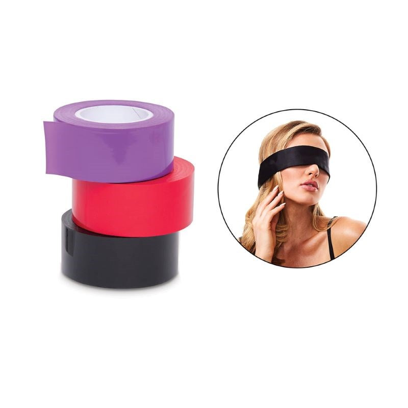 WhipSmart Bondage Tape 3-Pack with Blindfold - - Masks And Blindfolds