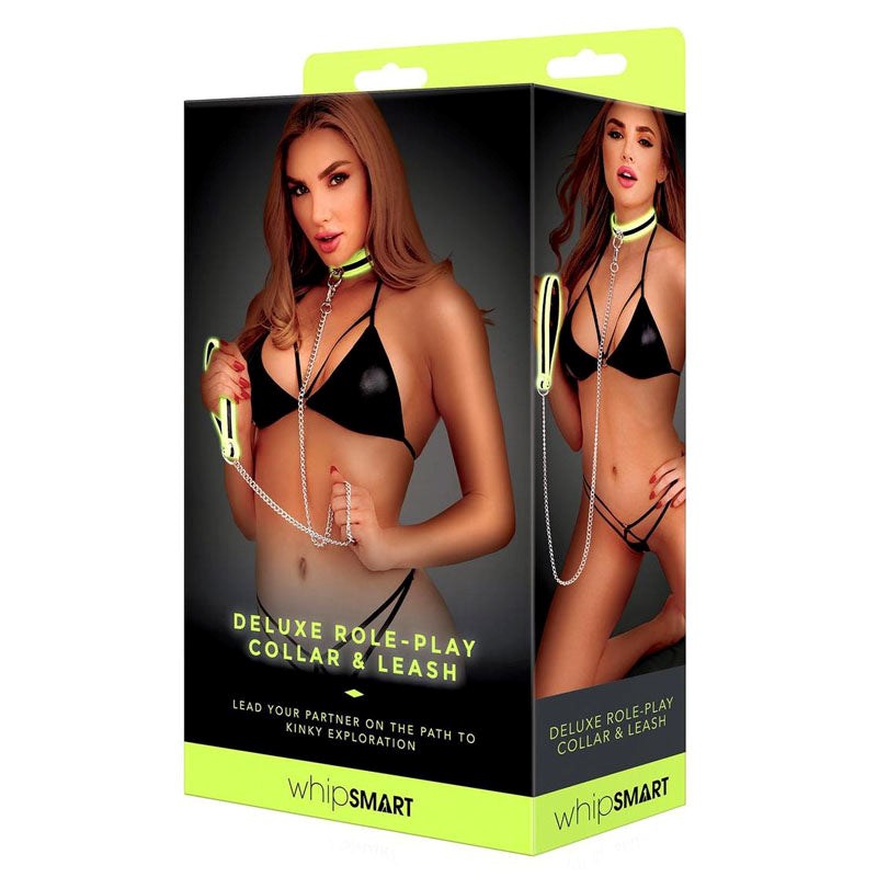 WhipSmart Glow Deluxe Role-Play Collar & Leash - - Collars And Cuffs