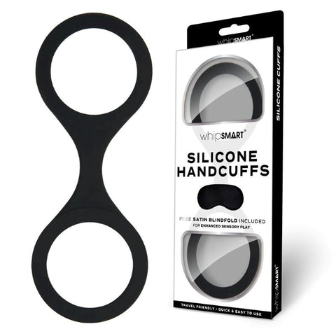 WhipSmart Silicone Handcuffs with Satin Blindfold - Cuffs and Restraints