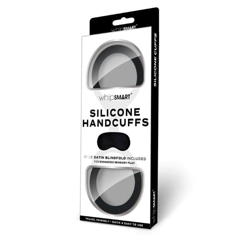 WhipSmart Silicone Handcuffs with Satin Blindfold - Cuffs and Restraints