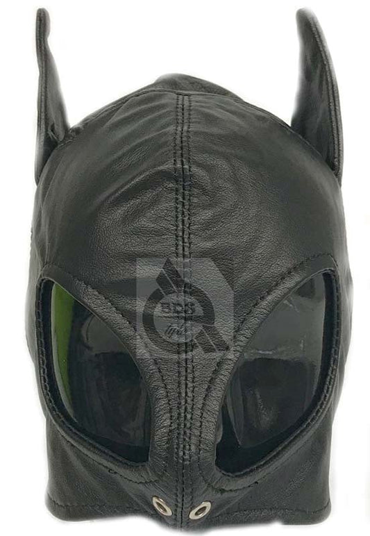 Wicked Wench Leather Feline Hood - - Bondage Hoods