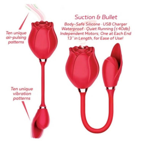 Wild Rose Suction Bullet Air Pulse Vibe by Icon Brands - Clit Ticklers and Pulsators