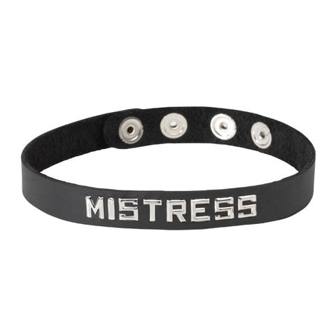 Mistress Adjustable Wordband Collar - Fancy Dress Ups