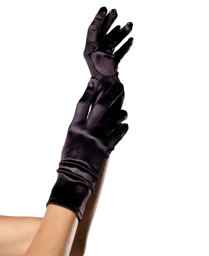 Wrist Length Satin Gloves - - Fancy Dress Ups