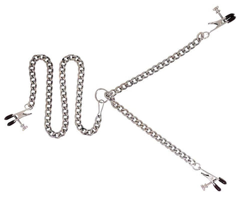Y-Style Adjustable Broad Tip Clamps With Clit Clamp - Cuffs and Restraints